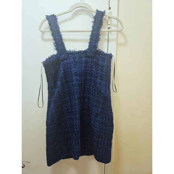 NWT Zara Cobalt Blue Textured Tweed Pinafore Mini Dress, Women's Extra Small XS - Picture 6 of 12